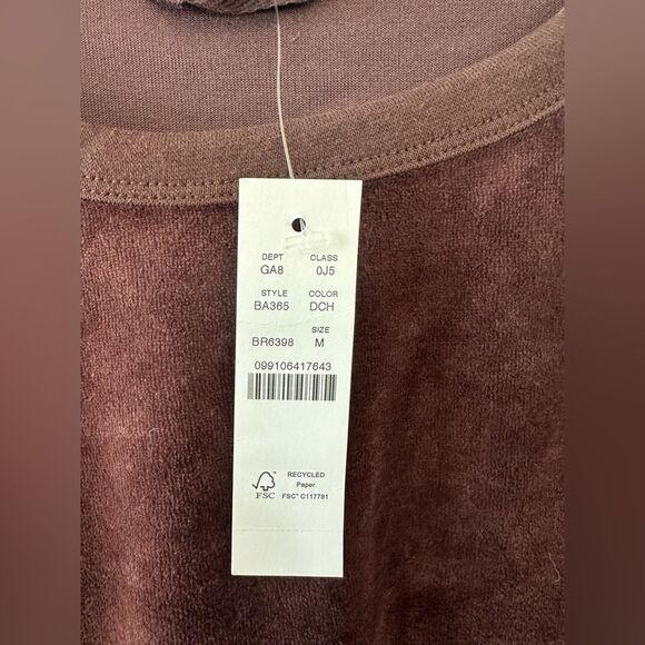 NWT**  J. Crew Velour Crewneck Sweatshirt Deep Chocolate Size M - Picture 6 of 7